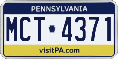 PA license plate MCT4371