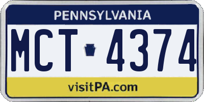 PA license plate MCT4374