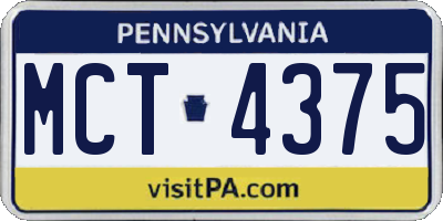PA license plate MCT4375