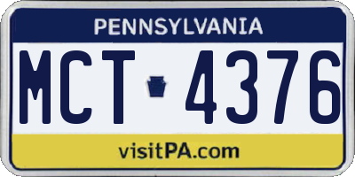 PA license plate MCT4376