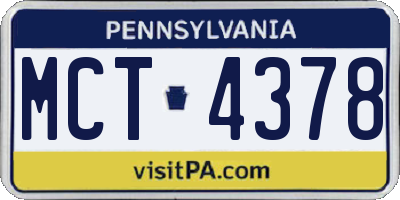PA license plate MCT4378