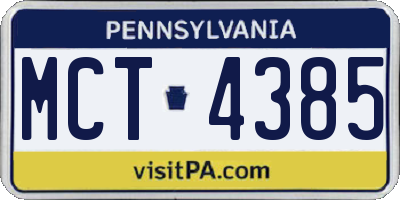 PA license plate MCT4385