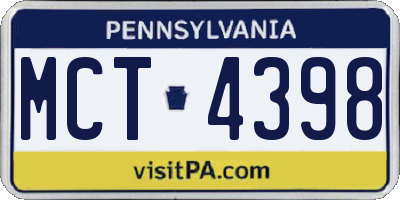 PA license plate MCT4398