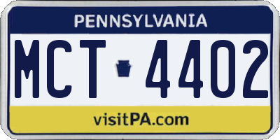 PA license plate MCT4402