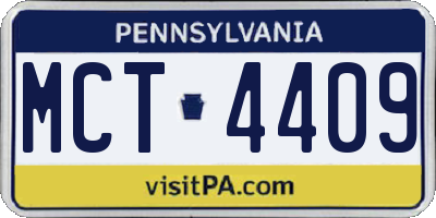PA license plate MCT4409