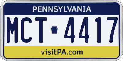 PA license plate MCT4417