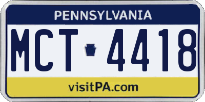 PA license plate MCT4418