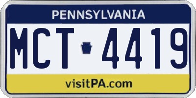 PA license plate MCT4419