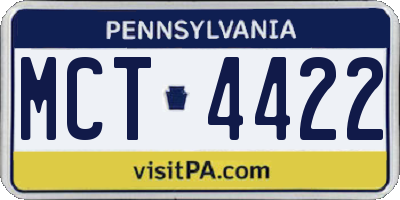 PA license plate MCT4422
