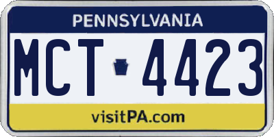 PA license plate MCT4423