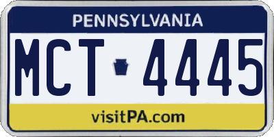 PA license plate MCT4445