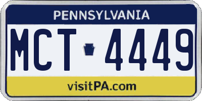 PA license plate MCT4449