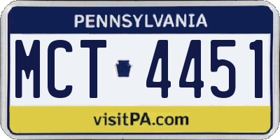 PA license plate MCT4451