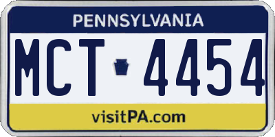 PA license plate MCT4454
