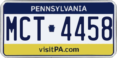 PA license plate MCT4458