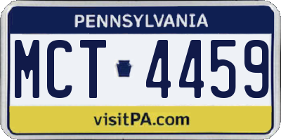 PA license plate MCT4459