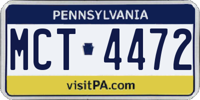 PA license plate MCT4472
