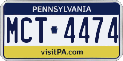 PA license plate MCT4474
