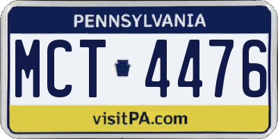 PA license plate MCT4476