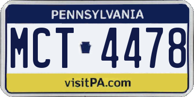 PA license plate MCT4478