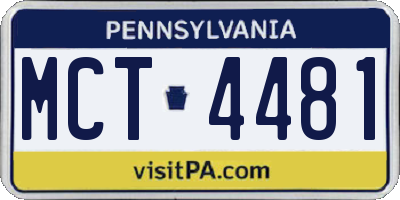 PA license plate MCT4481