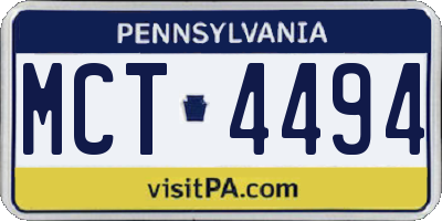 PA license plate MCT4494