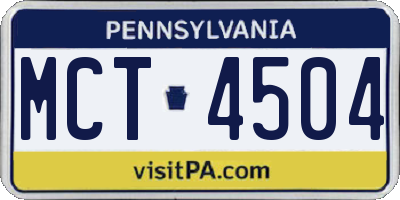 PA license plate MCT4504