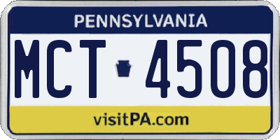 PA license plate MCT4508