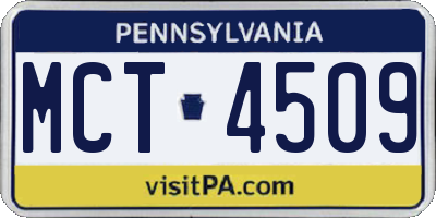 PA license plate MCT4509