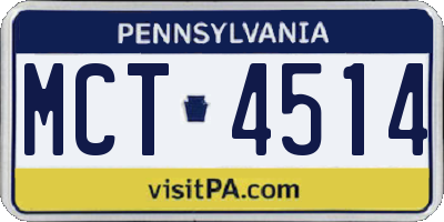 PA license plate MCT4514