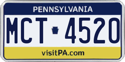 PA license plate MCT4520