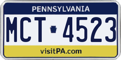 PA license plate MCT4523