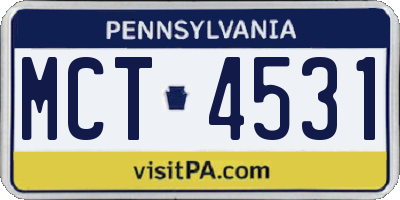 PA license plate MCT4531