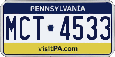 PA license plate MCT4533