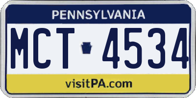 PA license plate MCT4534
