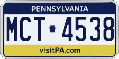 PA license plate MCT4538