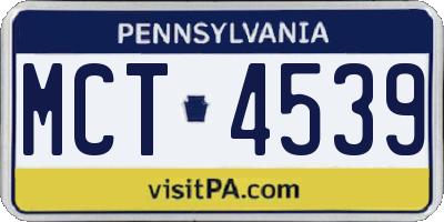 PA license plate MCT4539