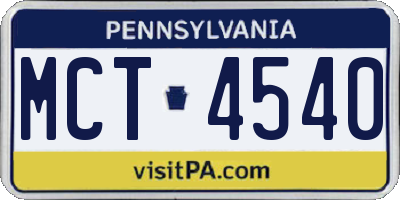 PA license plate MCT4540
