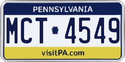 PA license plate MCT4549