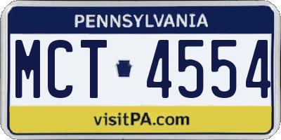 PA license plate MCT4554