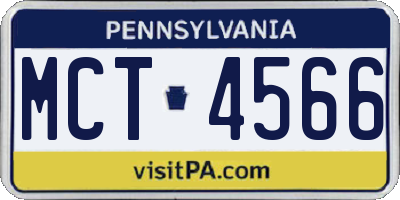 PA license plate MCT4566