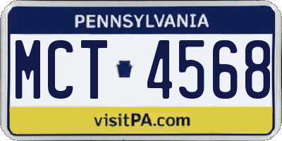 PA license plate MCT4568