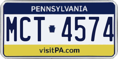 PA license plate MCT4574