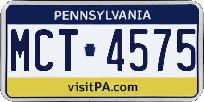 PA license plate MCT4575