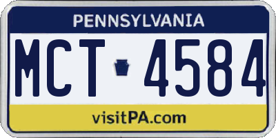 PA license plate MCT4584