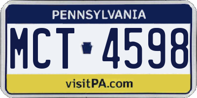 PA license plate MCT4598