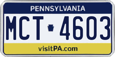 PA license plate MCT4603