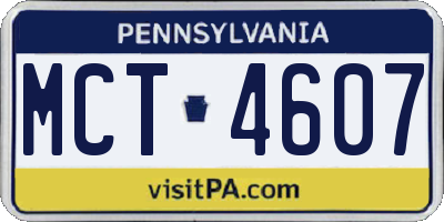 PA license plate MCT4607