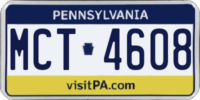 PA license plate MCT4608