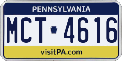 PA license plate MCT4616